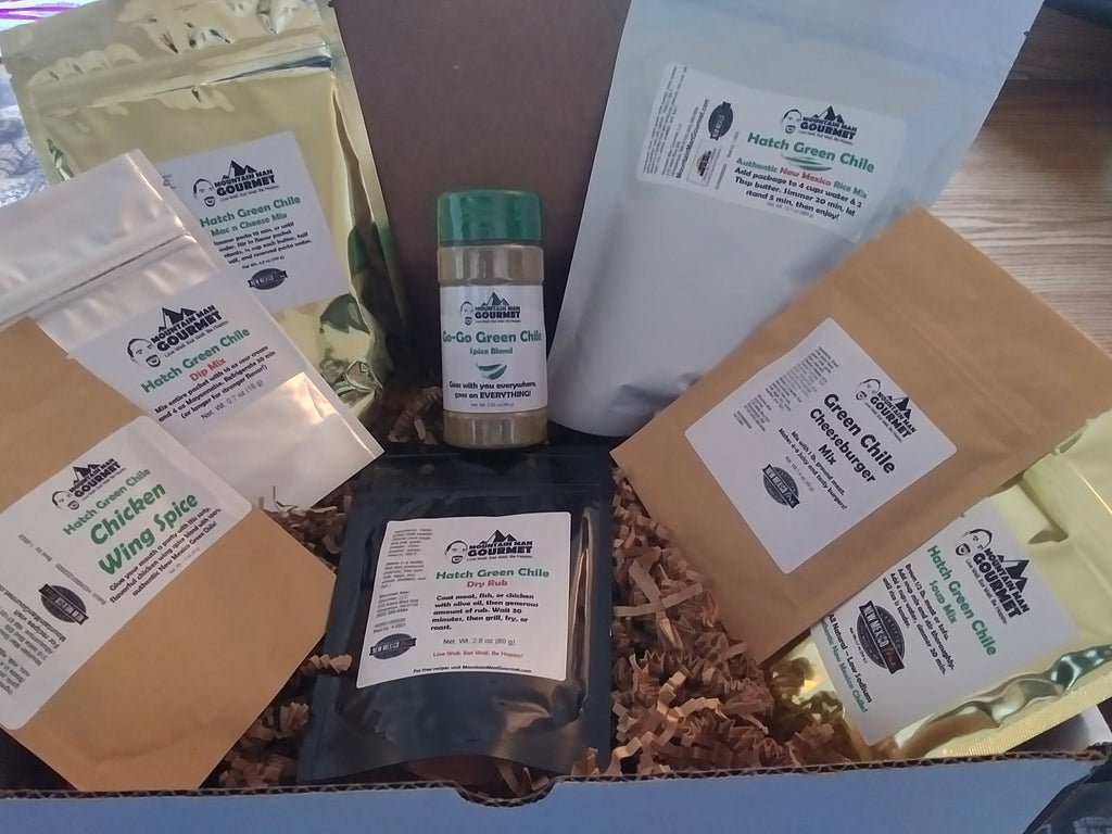 GIANT Green Chile Lover's Gift Box 8 Delicious Items! Mountain Man